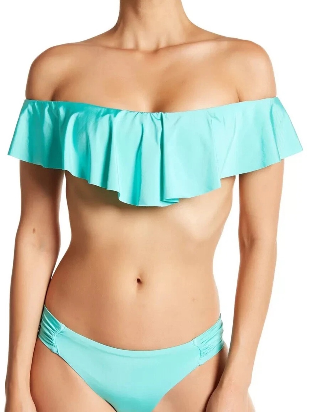 Trina Turk off-the-shoulder ruffle bandeau bikini top